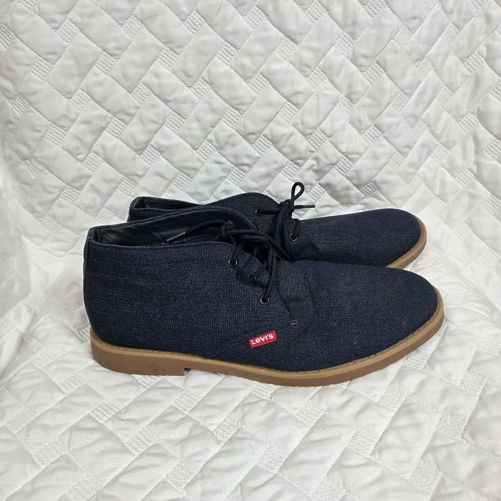 Levi's Strauss & Co Blue Denim Fabric Chukka Lace Up Boots Shoes Size Men's 12